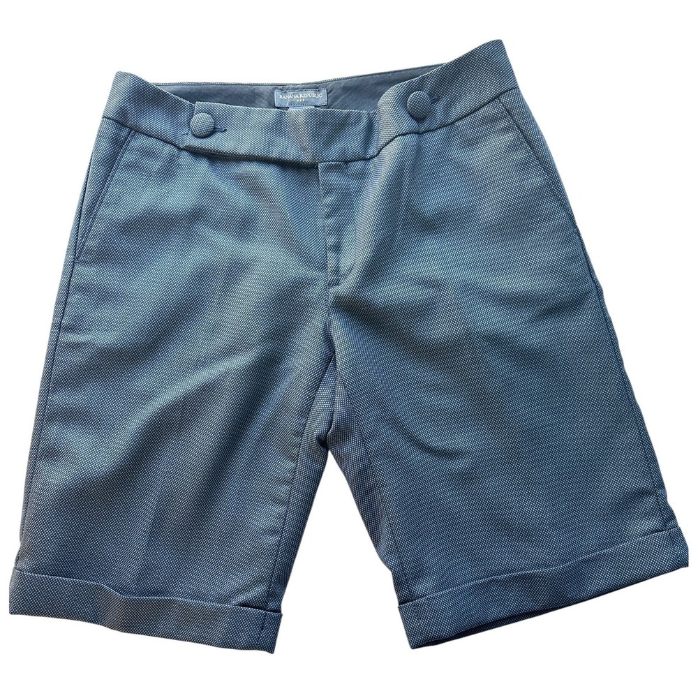 Banana Republic Tailored Wool Blend Shorts Gray Textured Cuffed 8 Office‎ Preppy